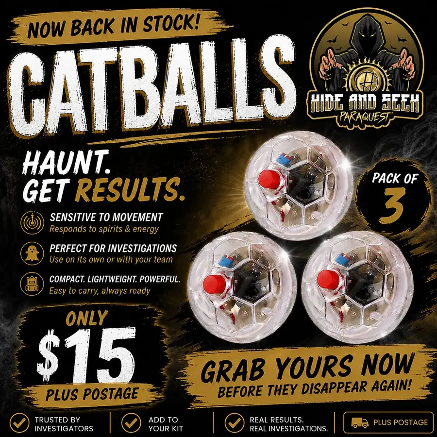 Pack of three motion-activated light-up paranormal investigation cat balls